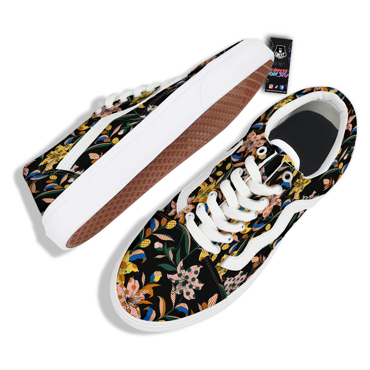 Lily Polka Dot Print Pattern Skate Shoes-grizzshop