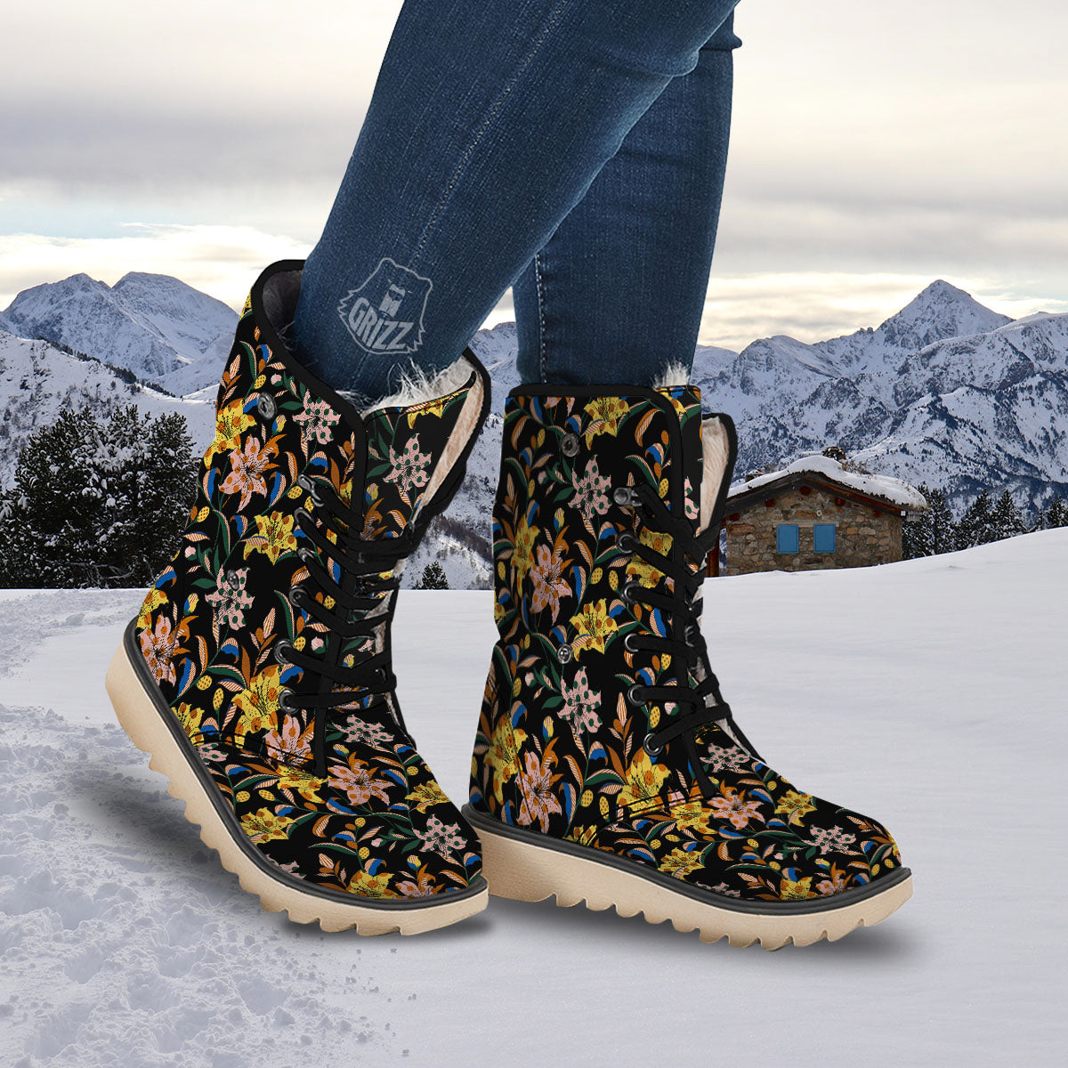 Lily Polka Dot Print Pattern Snow Boots-grizzshop