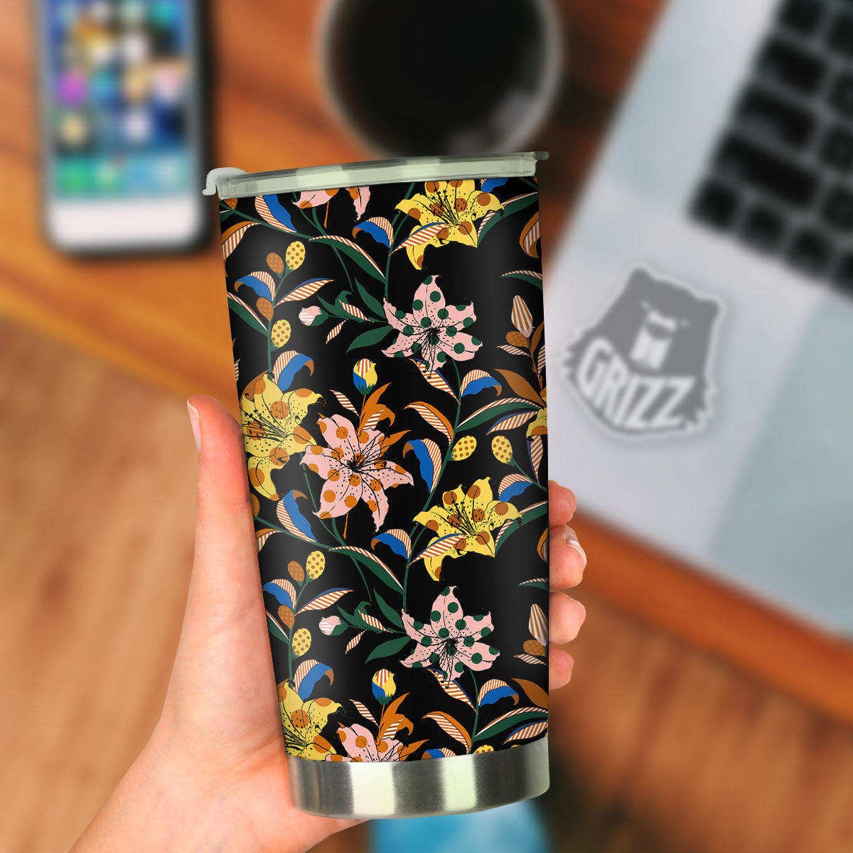 Lily Polka Dot Print Pattern Tumbler-grizzshop