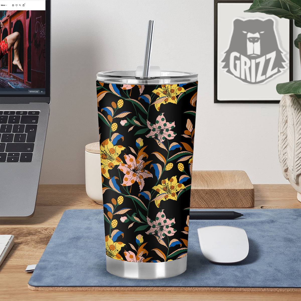 Lily Polka Dot Print Pattern Tumbler-grizzshop