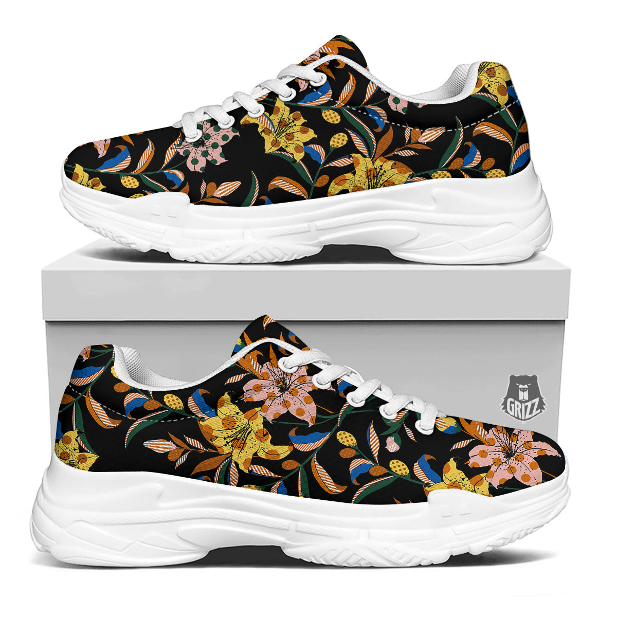 Lily Polka Dot Print Pattern White Chunky Shoes-grizzshop