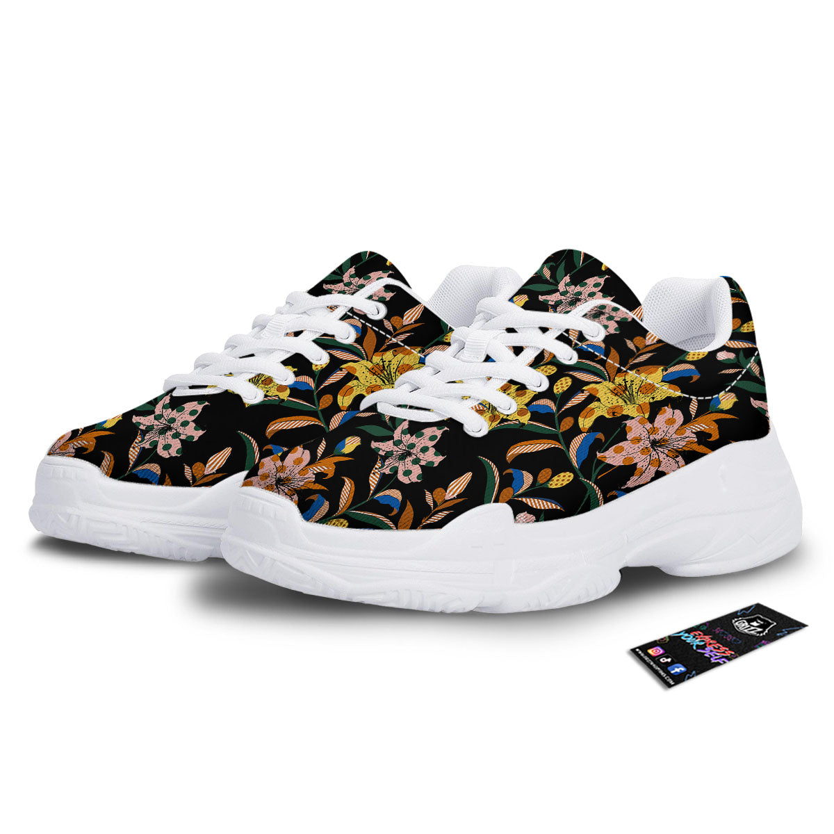 Lily Polka Dot Print Pattern White Chunky Shoes-grizzshop