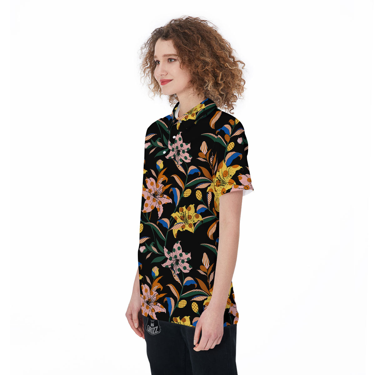 Lily Polka Dot Print Pattern Women's Golf Shirts-grizzshop