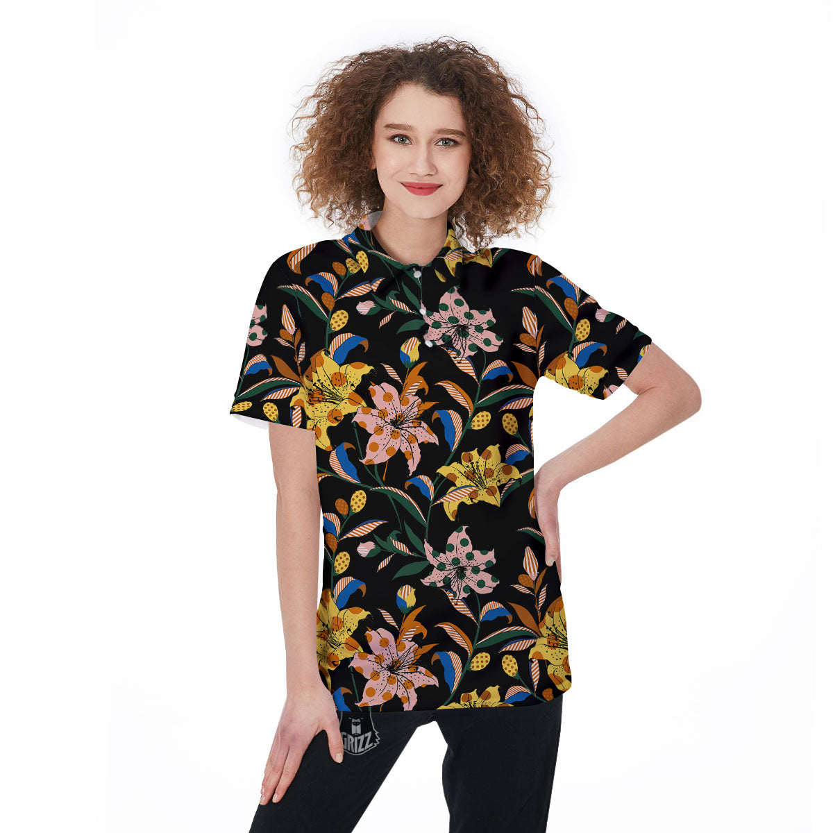 Lily Polka Dot Print Pattern Women's Golf Shirts-grizzshop