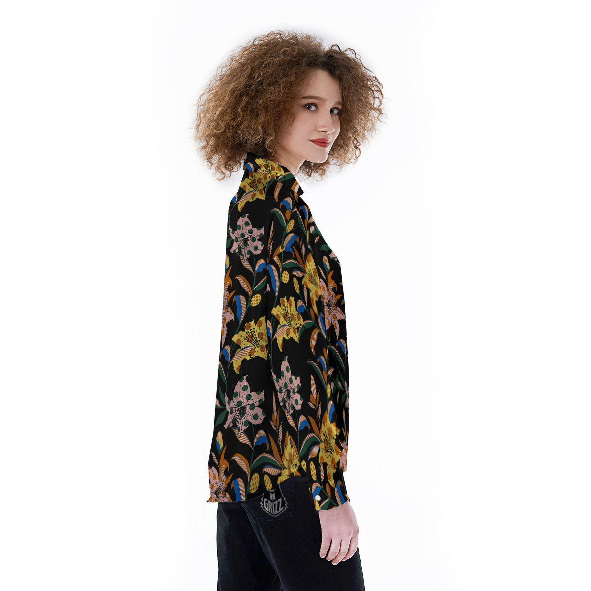 Lily Polka Dot Print Pattern Women's Long Sleeve Shirts-grizzshop