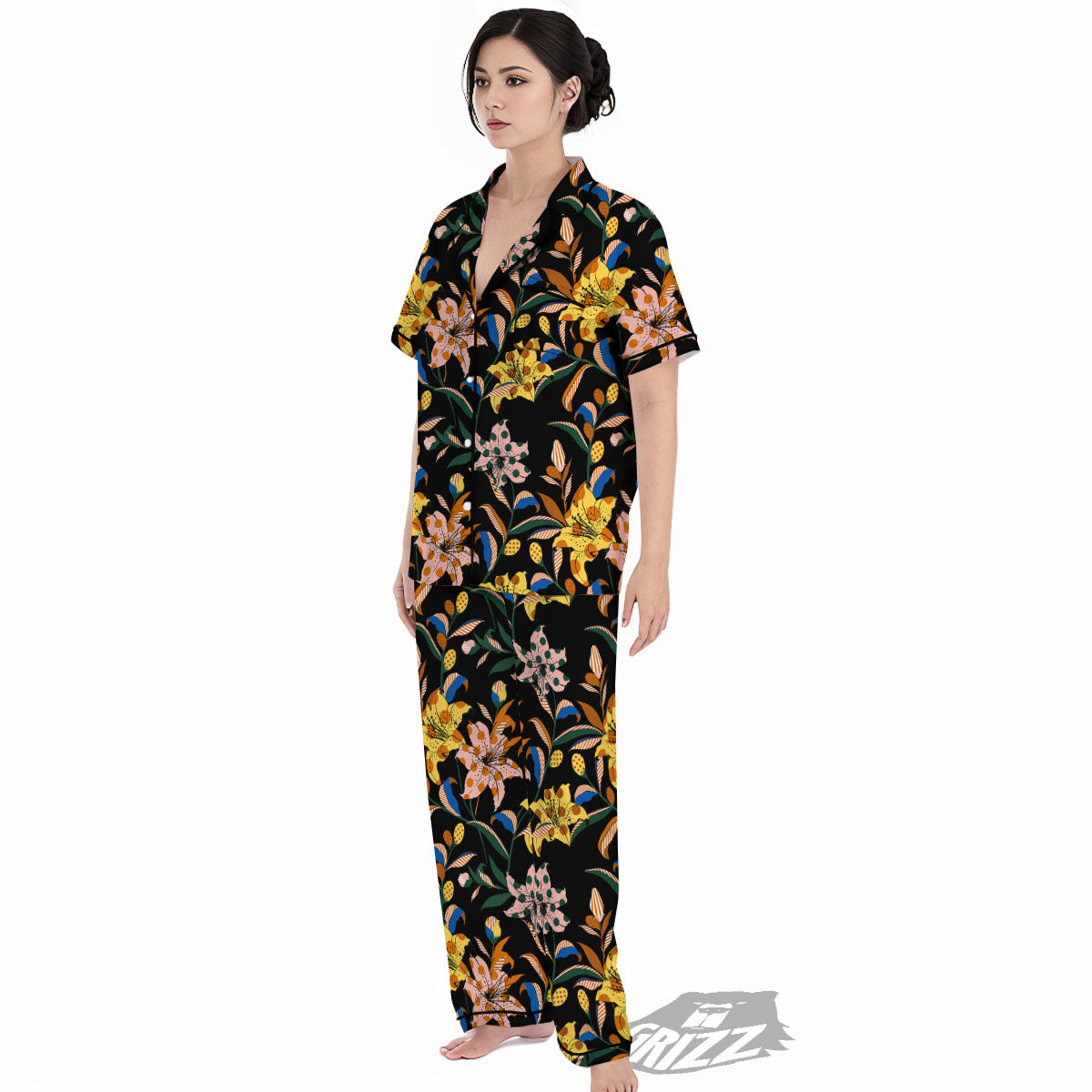 Lily Polka Dot Print Pattern Women's Pajamas Set-grizzshop