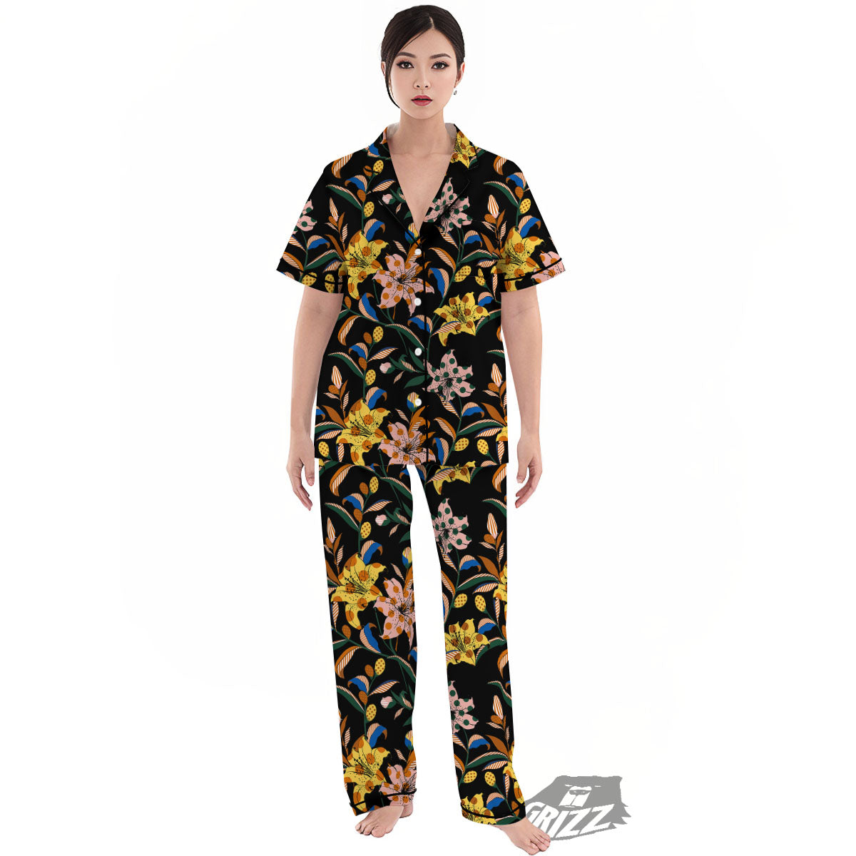 Lily Polka Dot Print Pattern Women's Pajamas Set-grizzshop