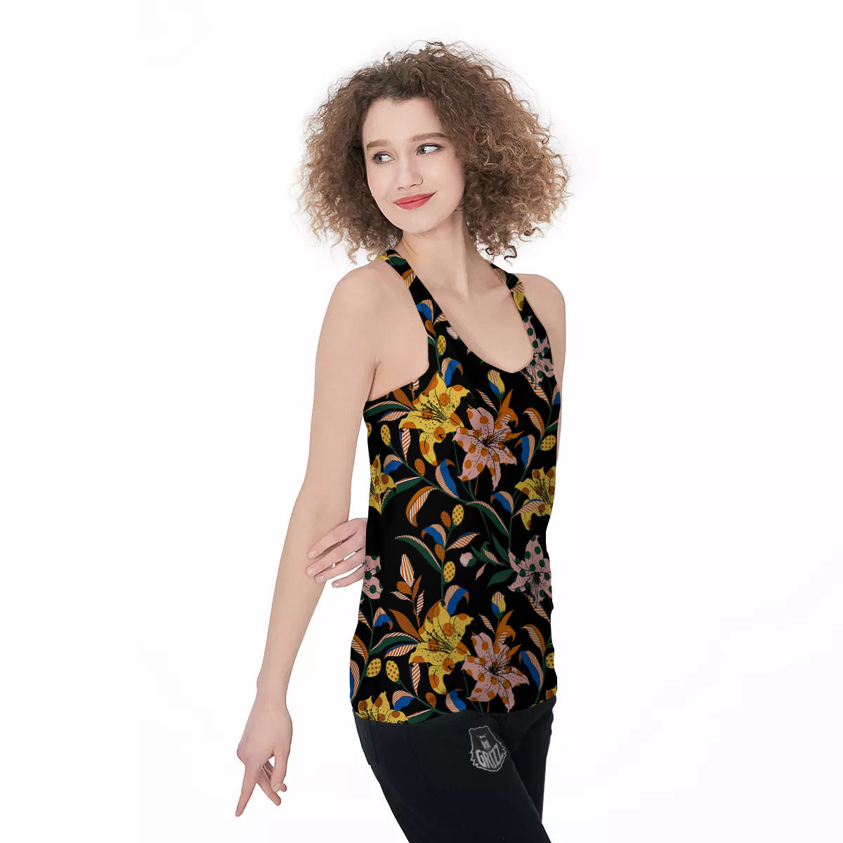 Lily Polka Dot Print Pattern Women's Racerback Tank Top-grizzshop