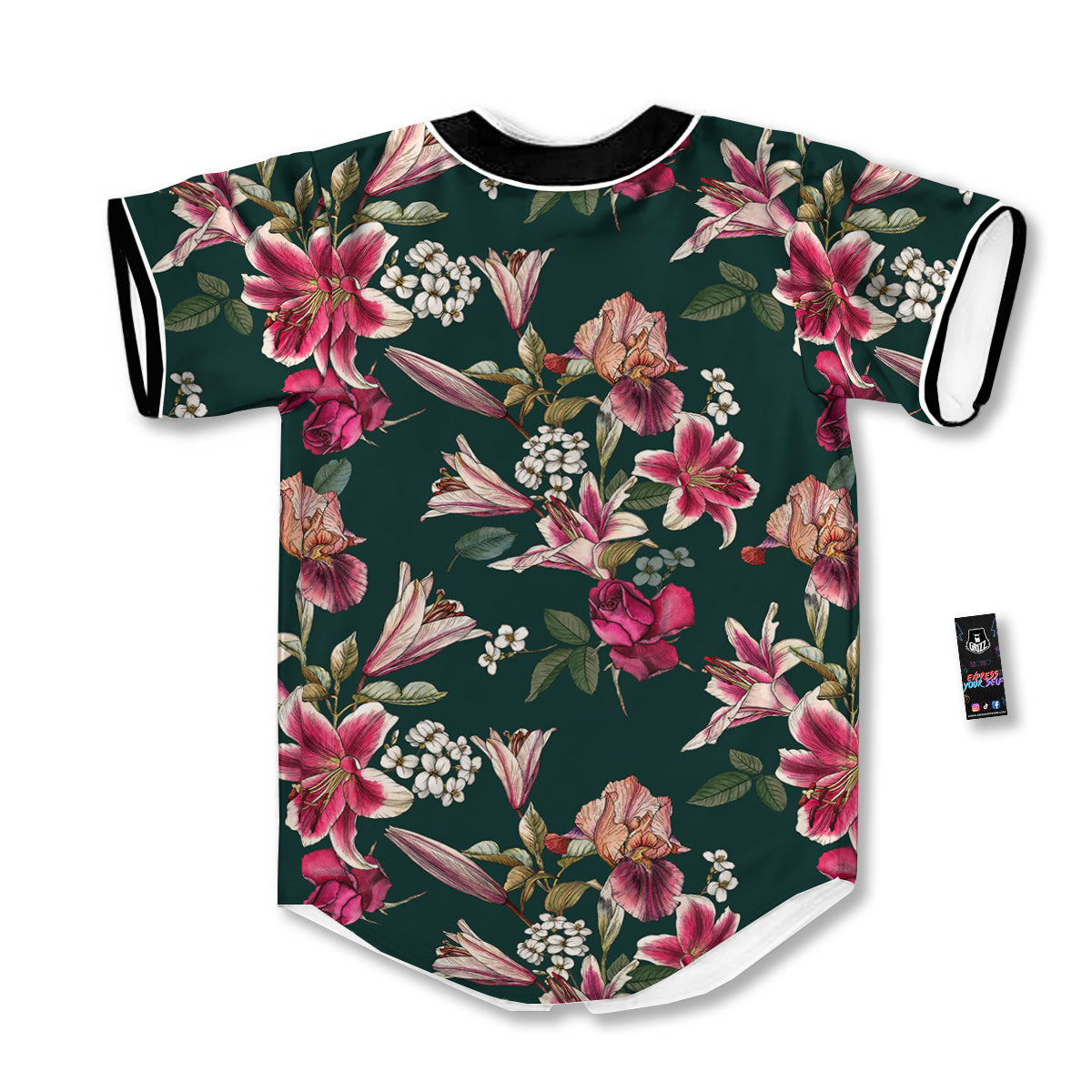 Lily Tropical Watercolor Print Pattern Baseball Jersey-grizzshop
