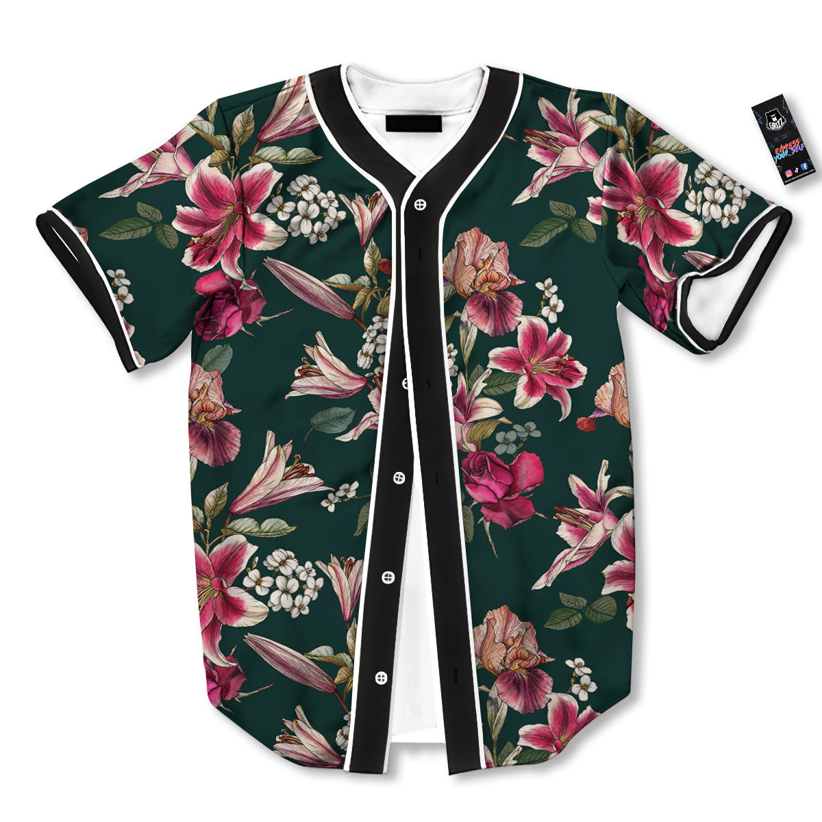 Lily Tropical Watercolor Print Pattern Baseball Jersey-grizzshop