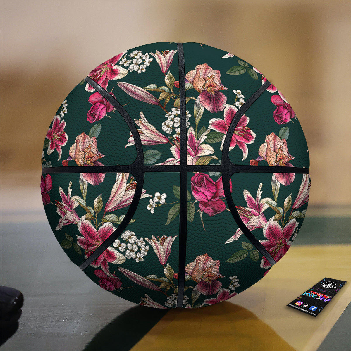 Lily Tropical Watercolor Print Pattern Basketball