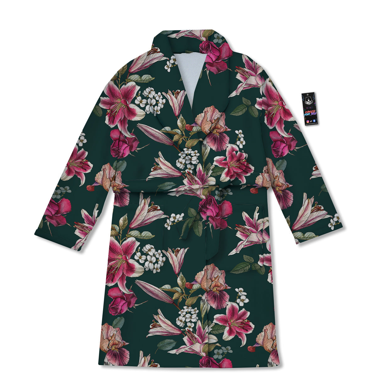 Lily Tropical Watercolor Print Pattern Bathrobe-grizzshop