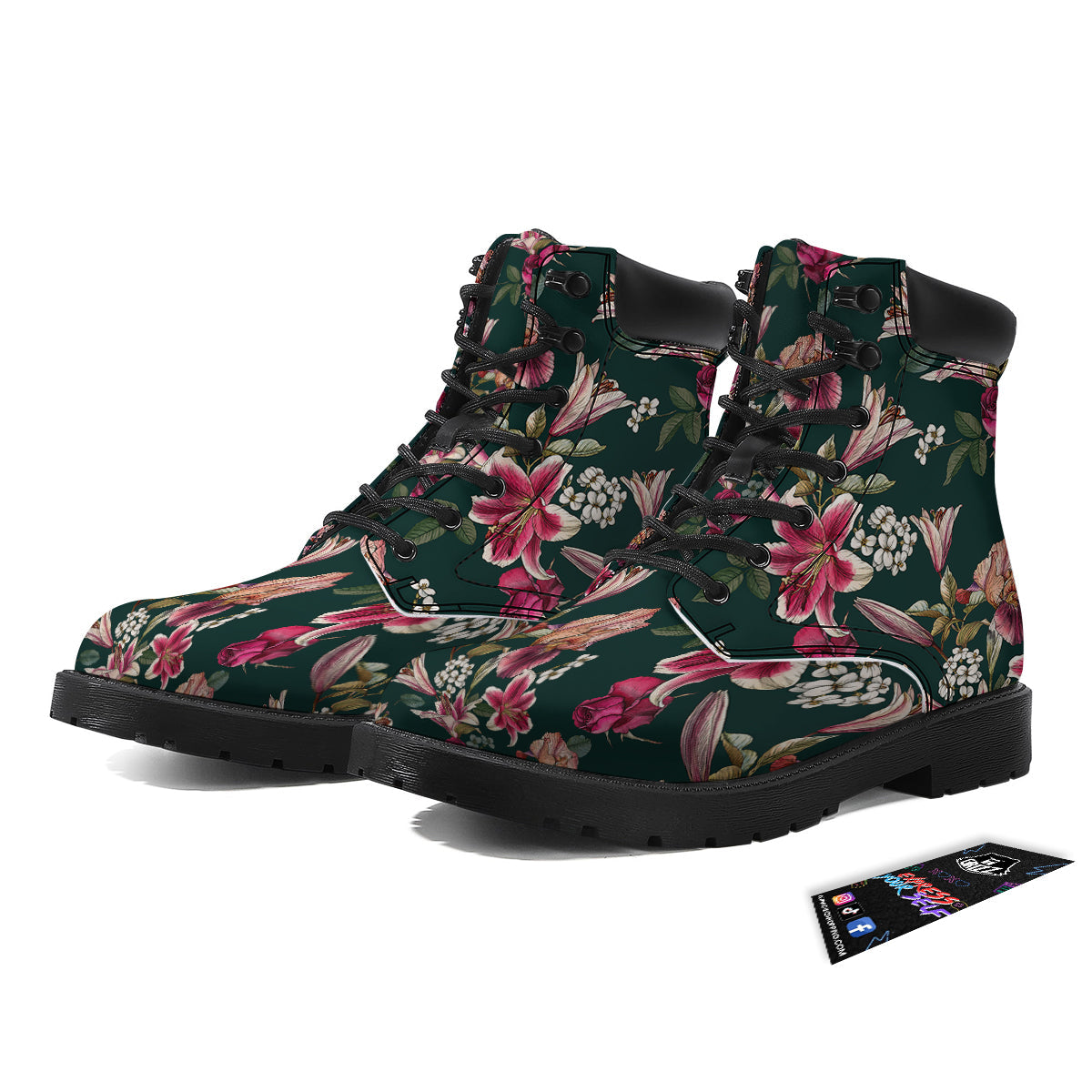Lily Tropical Watercolor Print Pattern Boots-grizzshop