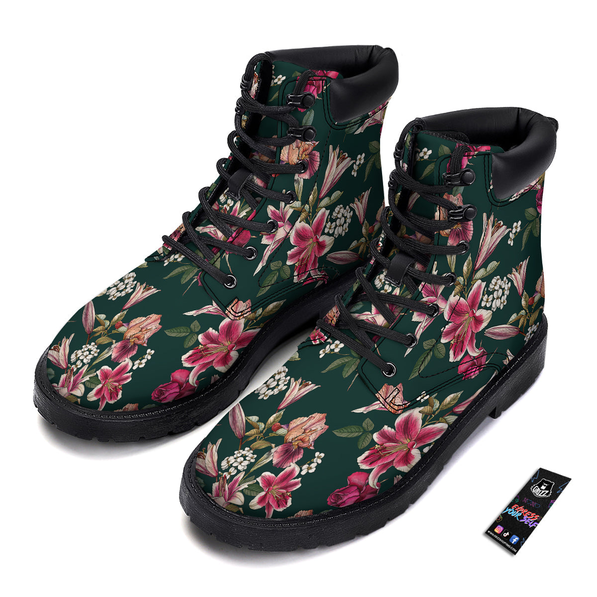 Lily Tropical Watercolor Print Pattern Boots-grizzshop