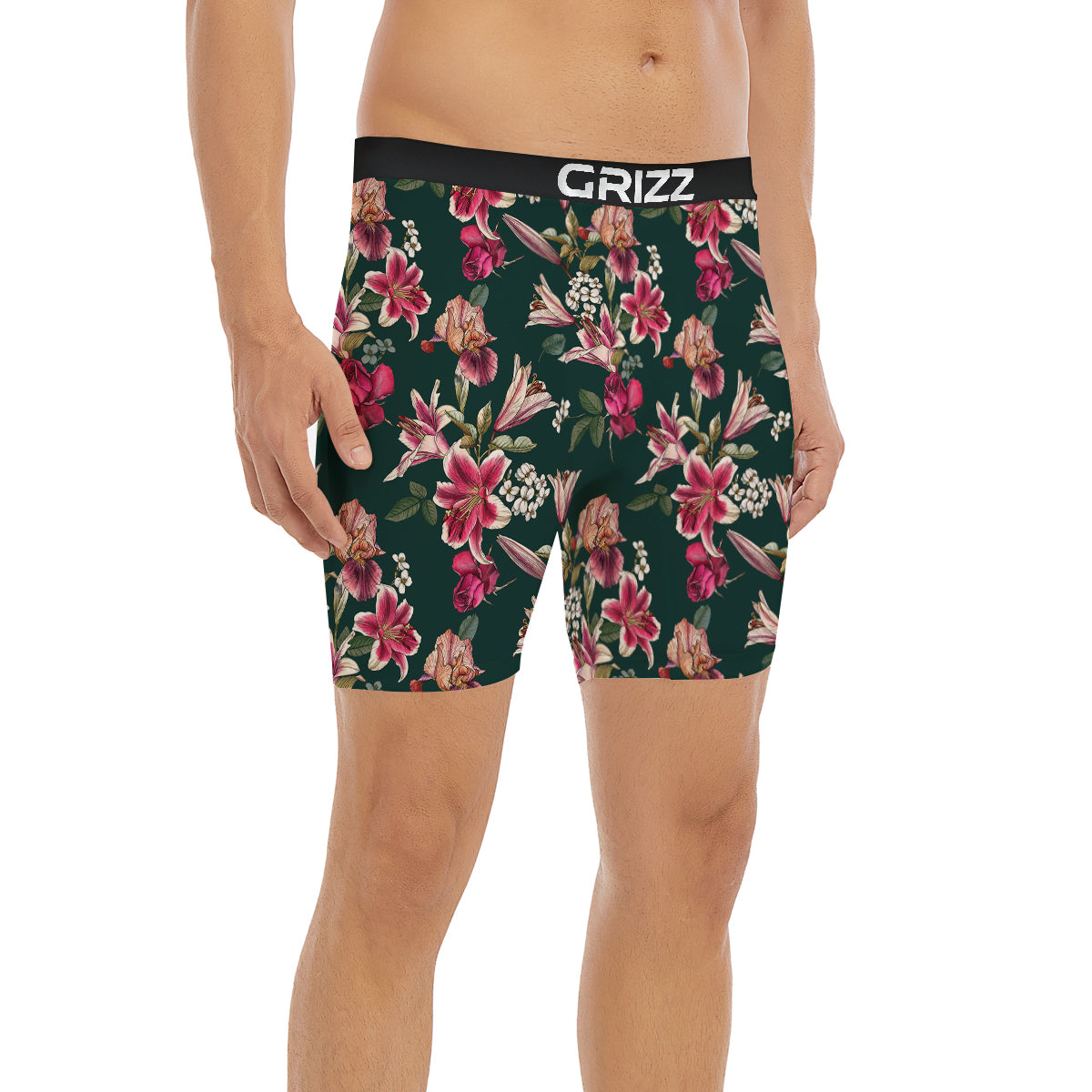 Lily Tropical Watercolor Print Pattern Boxer Briefs-grizzshop