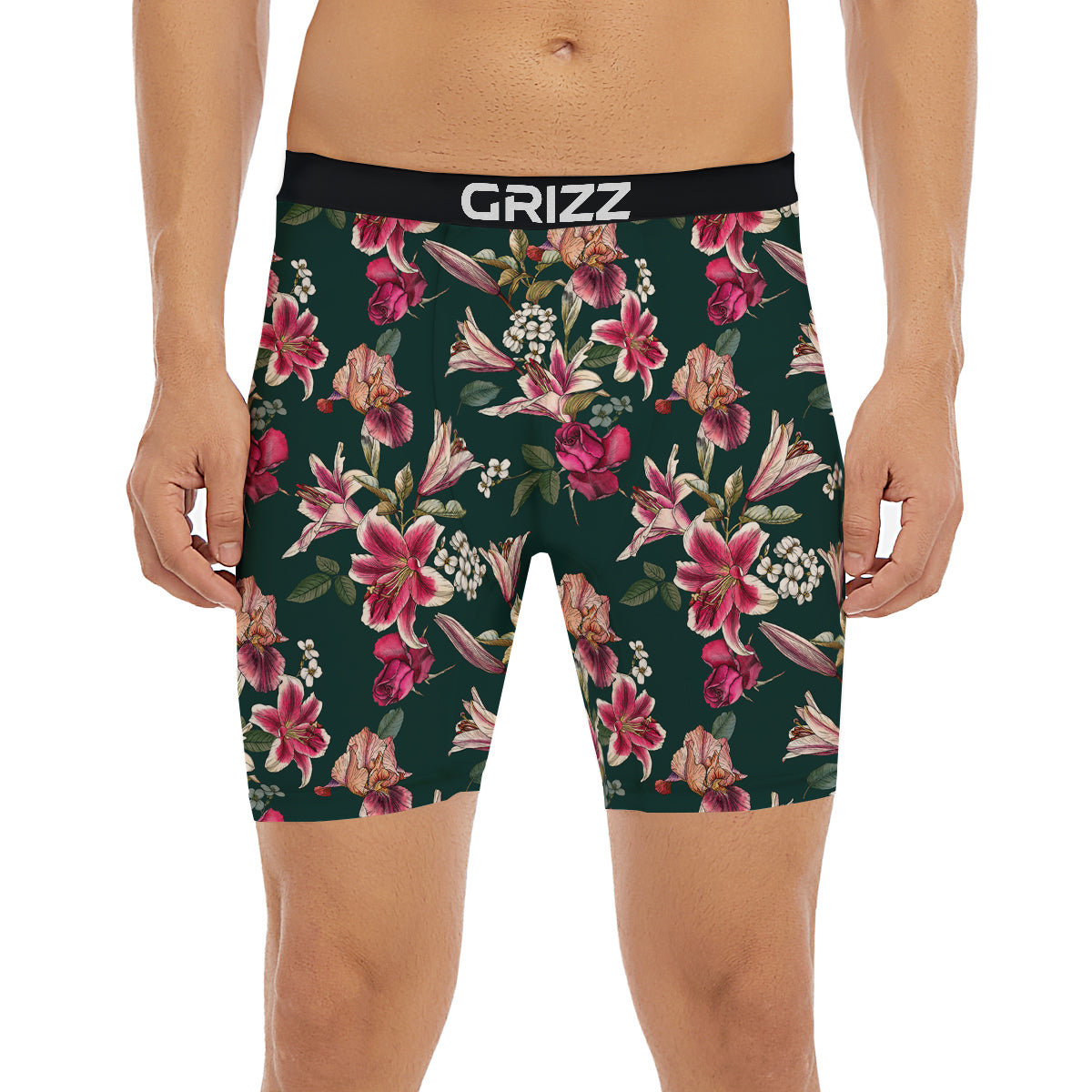 Lily Tropical Watercolor Print Pattern Boxer Briefs-grizzshop