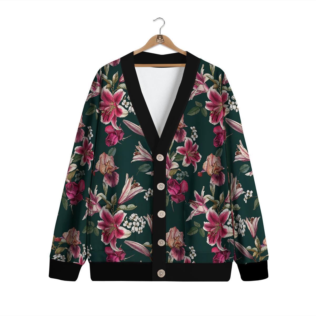 Lily Tropical Watercolor Print Pattern Cardigan-grizzshop
