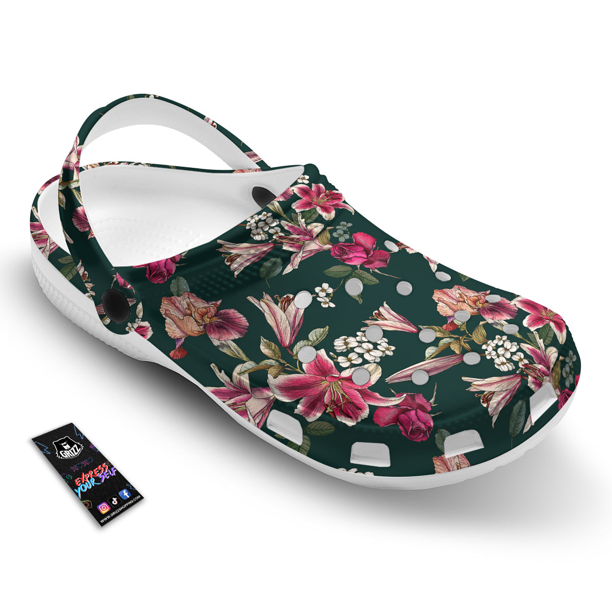 Lily Tropical Watercolor Print Pattern Clog-grizzshop