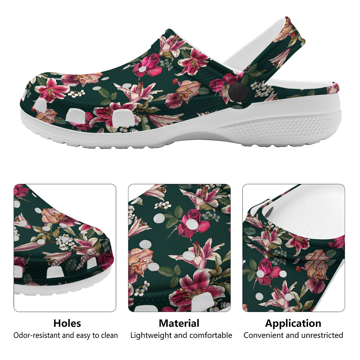 Lily Tropical Watercolor Print Pattern Clog-grizzshop