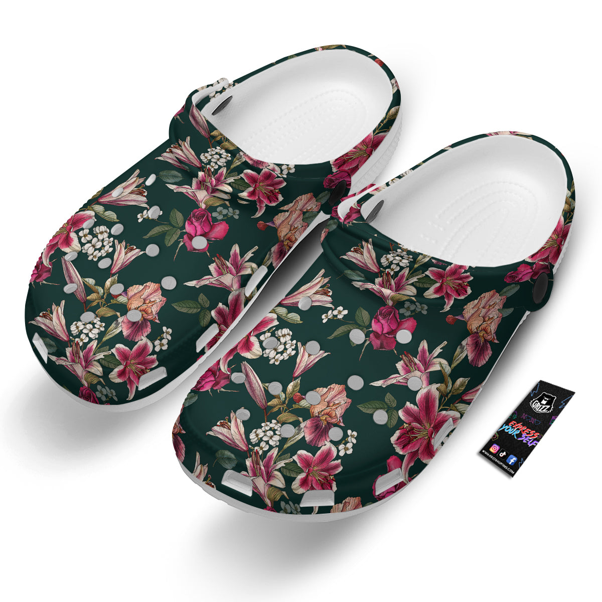 Lily Tropical Watercolor Print Pattern Clog-grizzshop