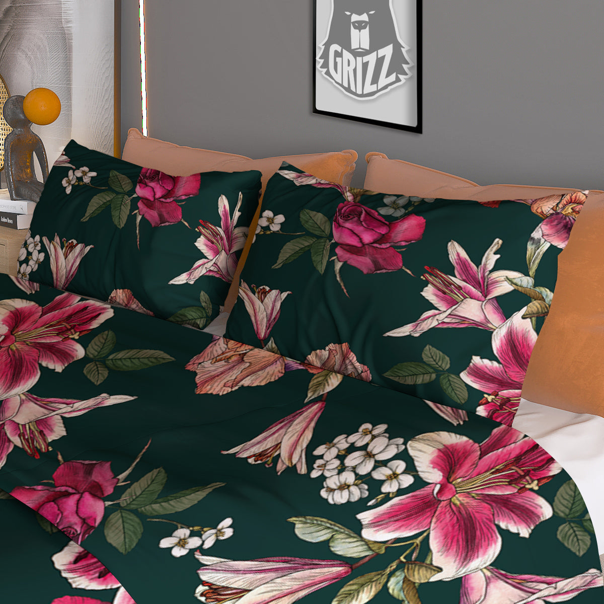 Lily Tropical Watercolor Print Pattern Duvet Cover Bedding Set