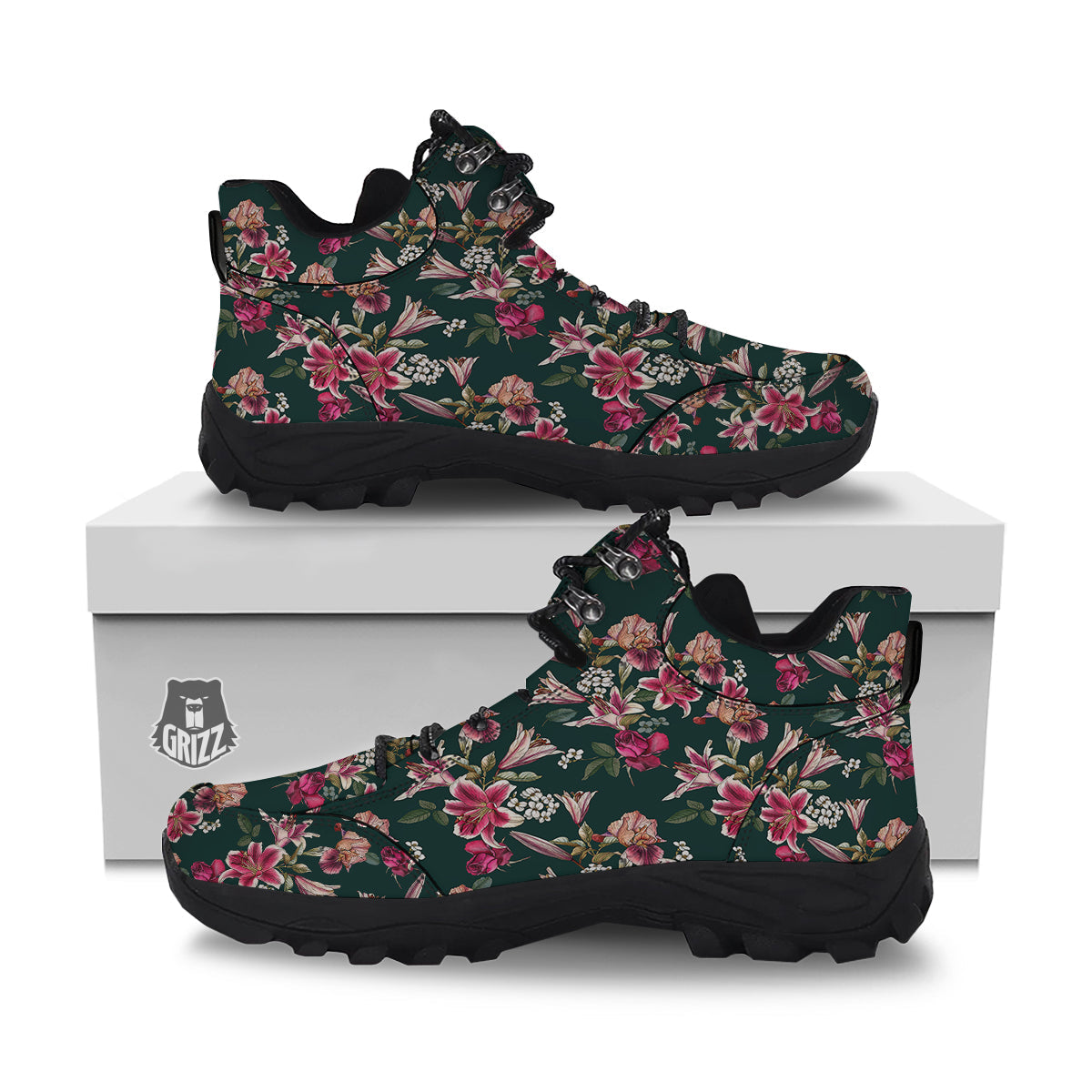 Lily Tropical Watercolor Print Pattern Hiking Shoes-grizzshop