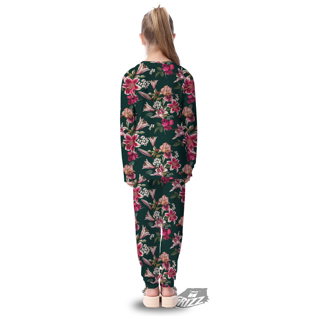 Lily Tropical Watercolor Print Pattern Kid's Pajamas-grizzshop