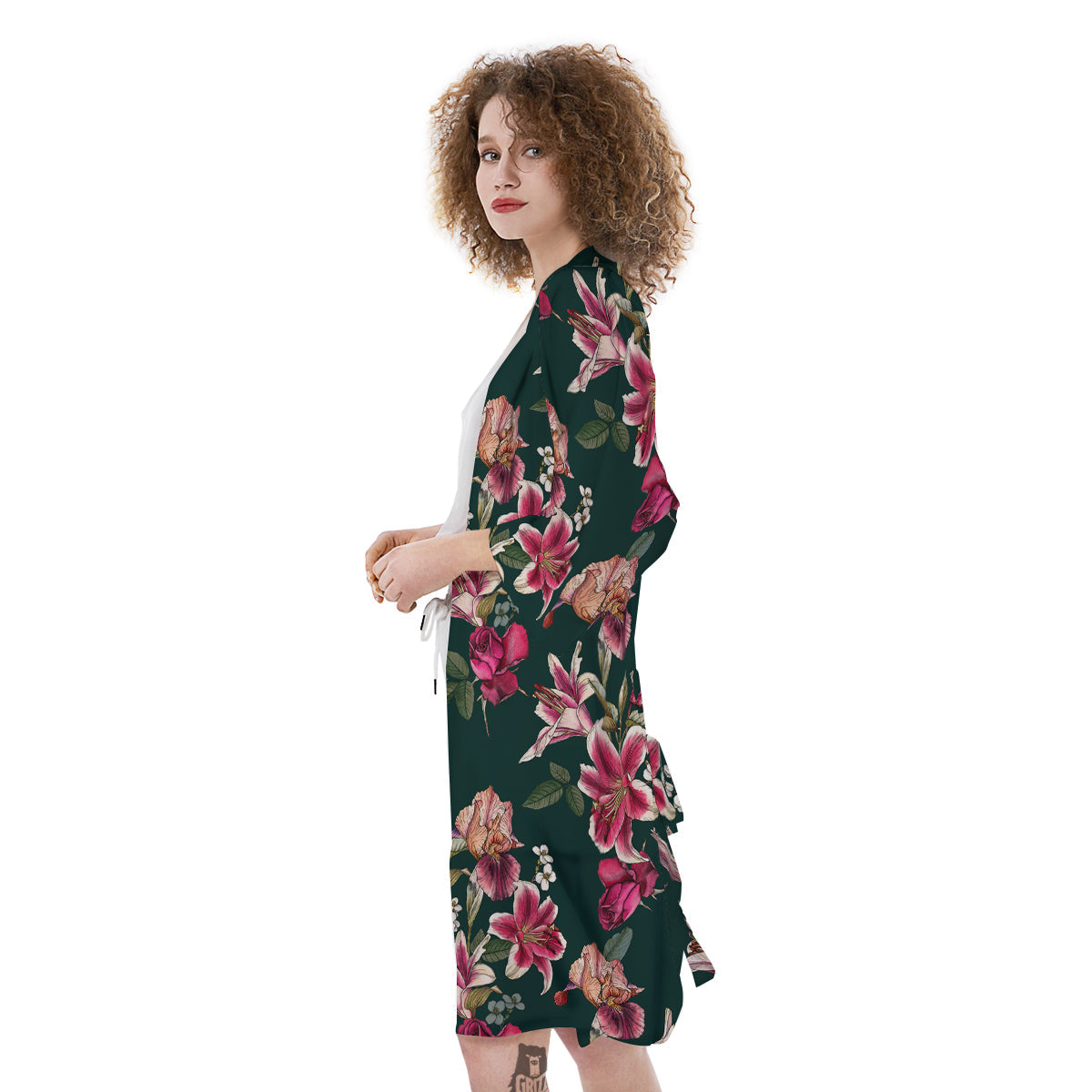 Lily Tropical Watercolor Print Pattern Kimono-grizzshop