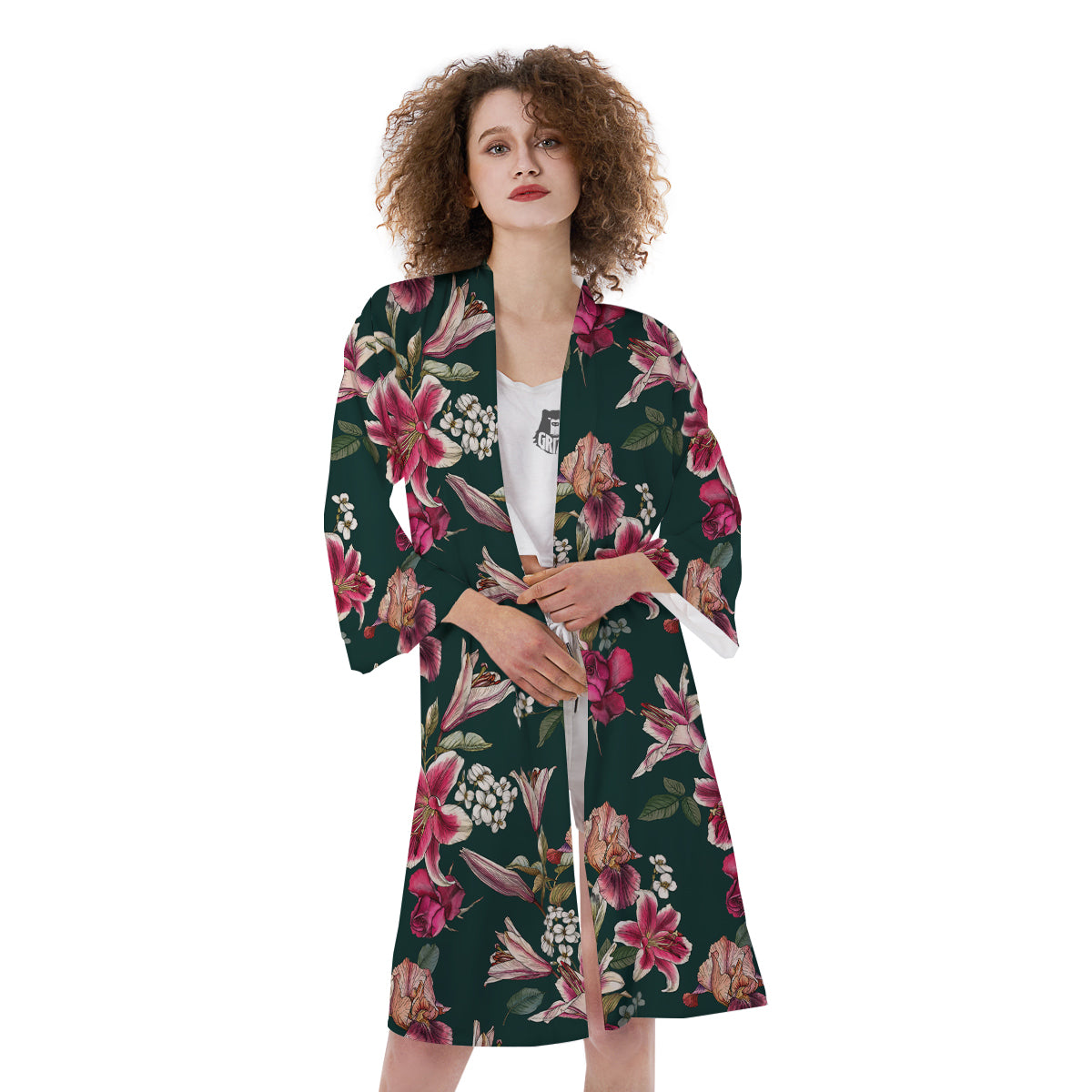 Lily Tropical Watercolor Print Pattern Kimono-grizzshop