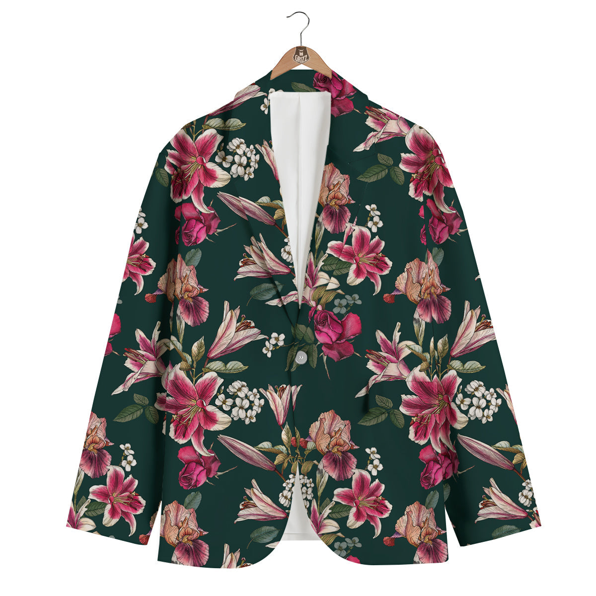 Lily Tropical Watercolor Print Pattern Men's Blazer-grizzshop
