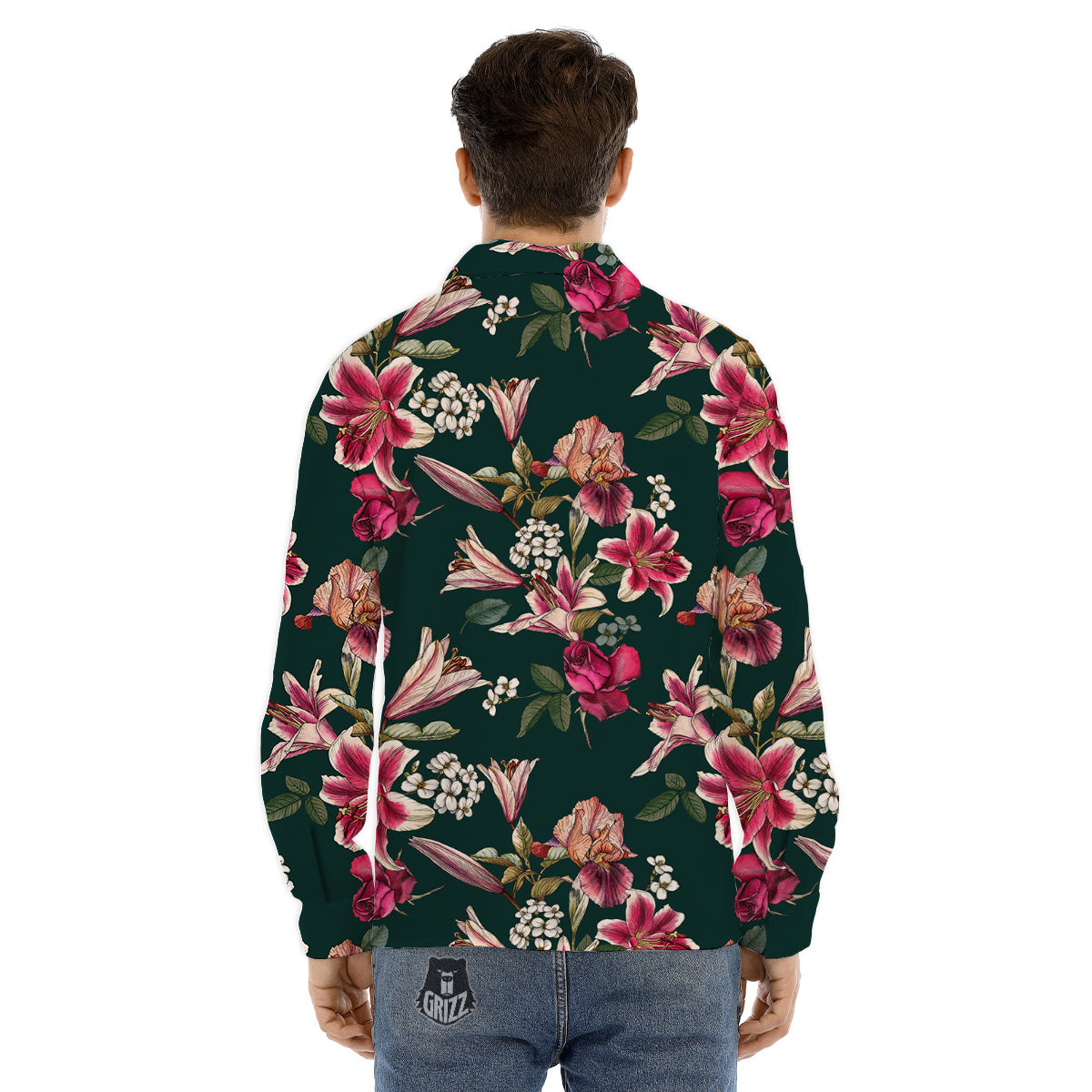 Lily Tropical Watercolor Print Pattern Men's Dress Shirts-grizzshop