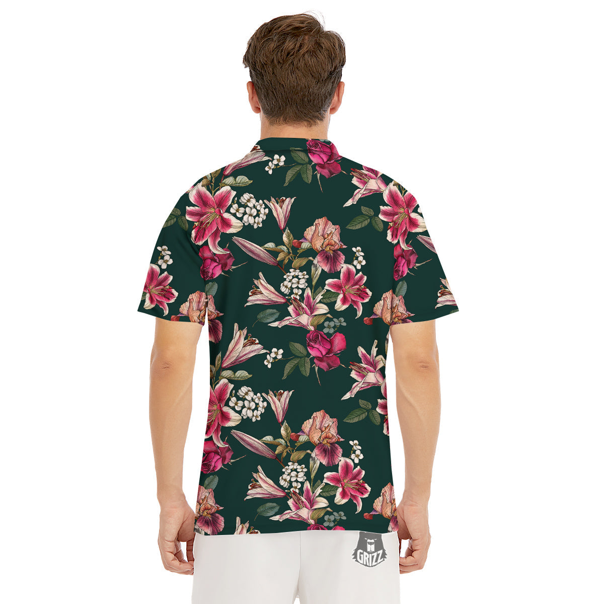 Lily Tropical Watercolor Print Pattern Men's Golf Shirts-grizzshop