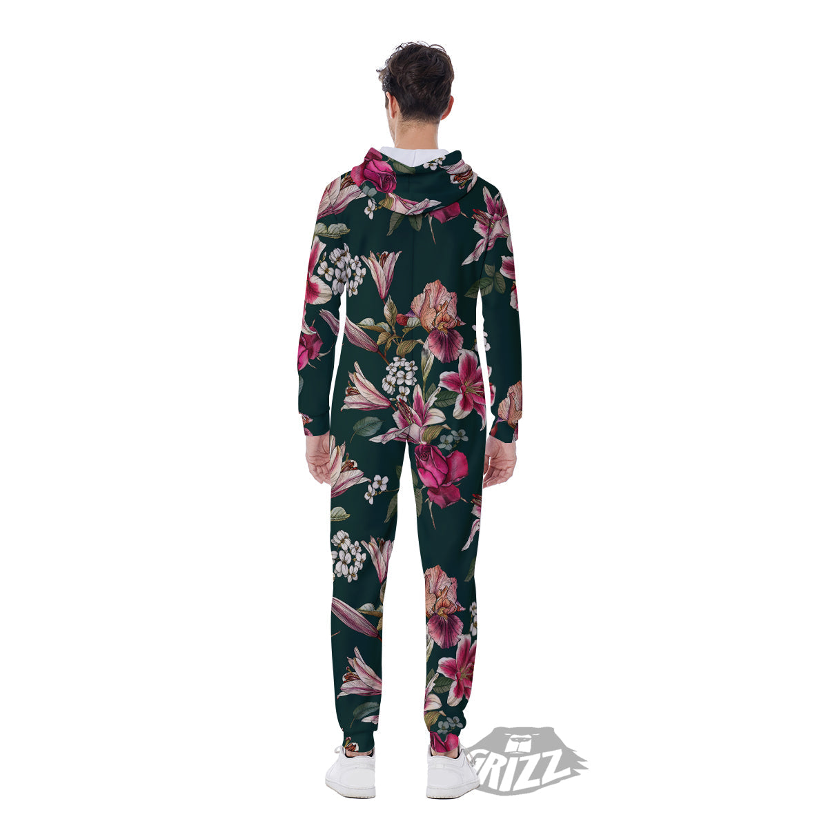 Lily Tropical Watercolor Print Pattern Men's Jumpsuit-grizzshop