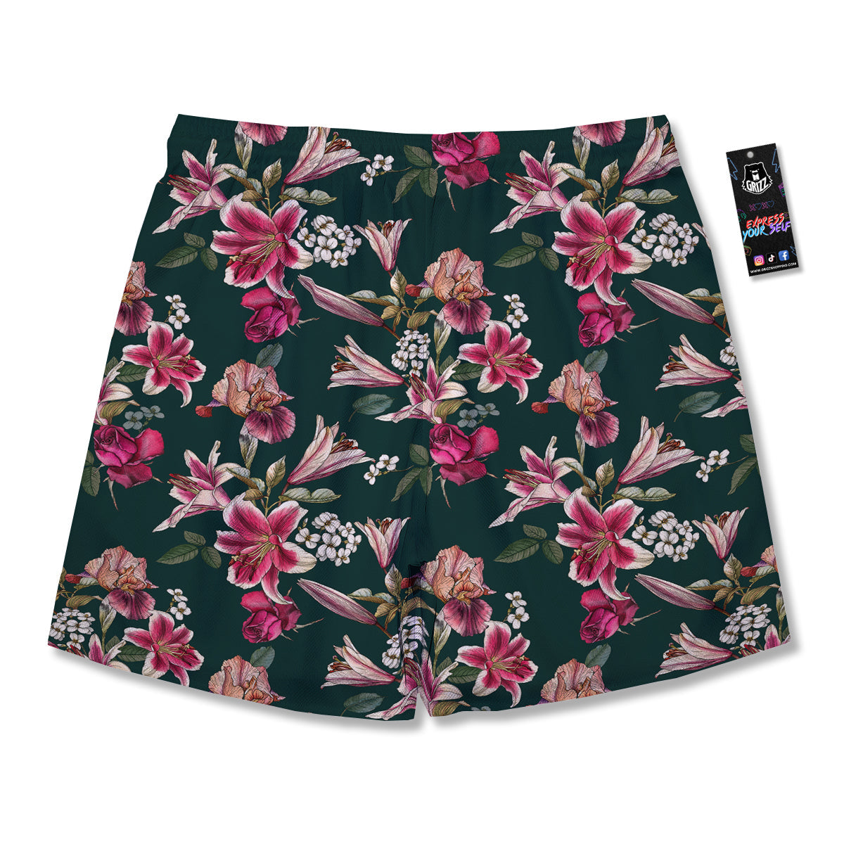 Lily Tropical Watercolor Print Pattern Men's Running Shorts-grizzshop