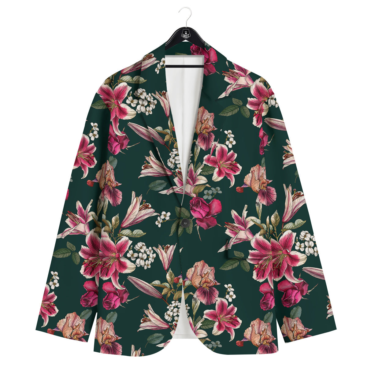 Lily Tropical Watercolor Print Pattern Men's Sport Coat-grizzshop