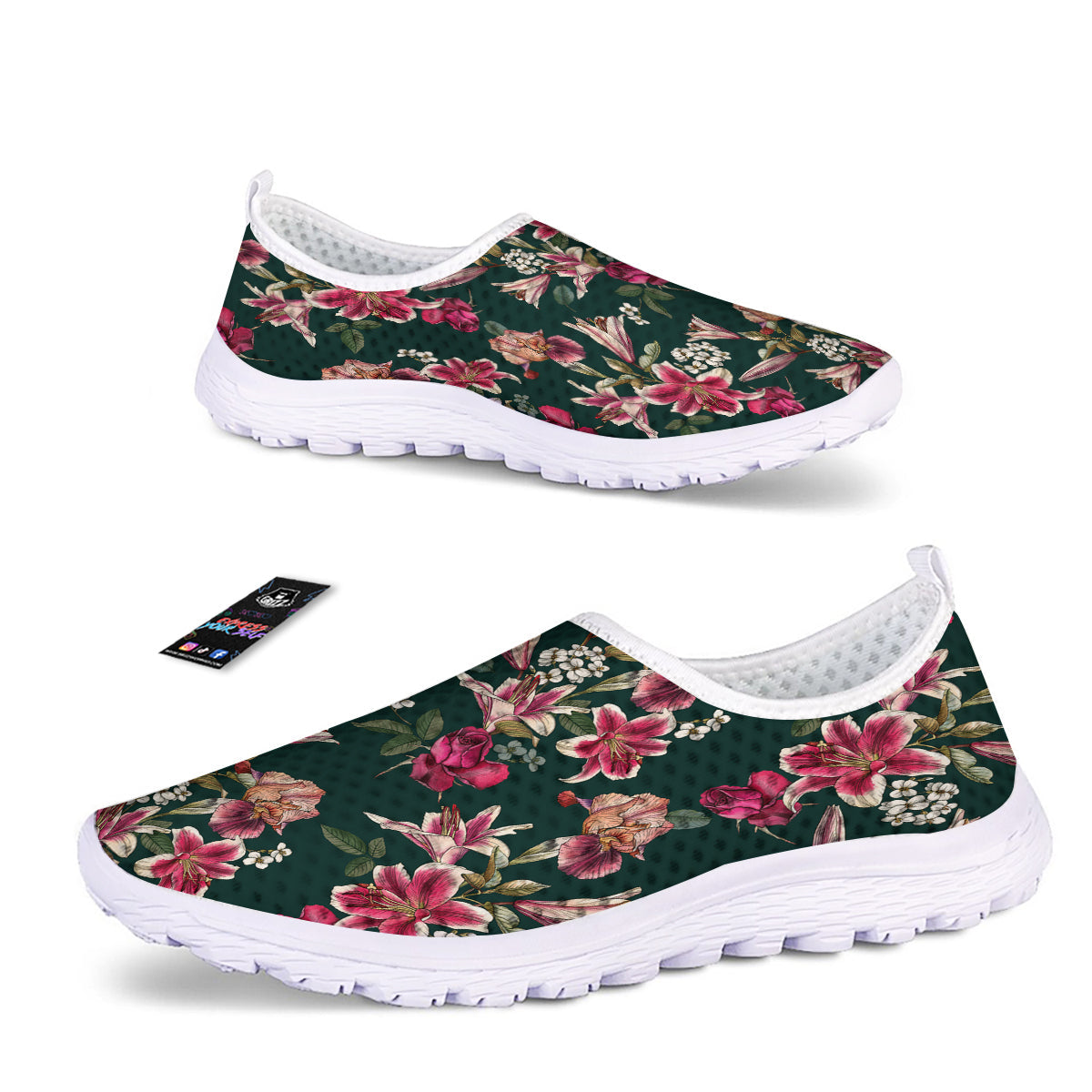 Lily Tropical Watercolor Print Pattern Nurse Shoes-grizzshop