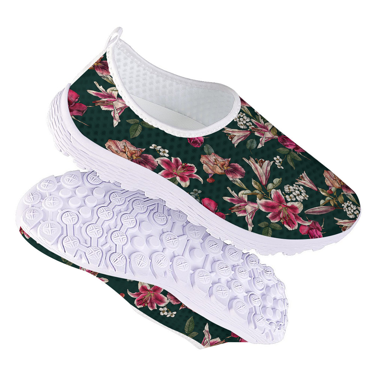 Lily Tropical Watercolor Print Pattern Nurse Shoes-grizzshop