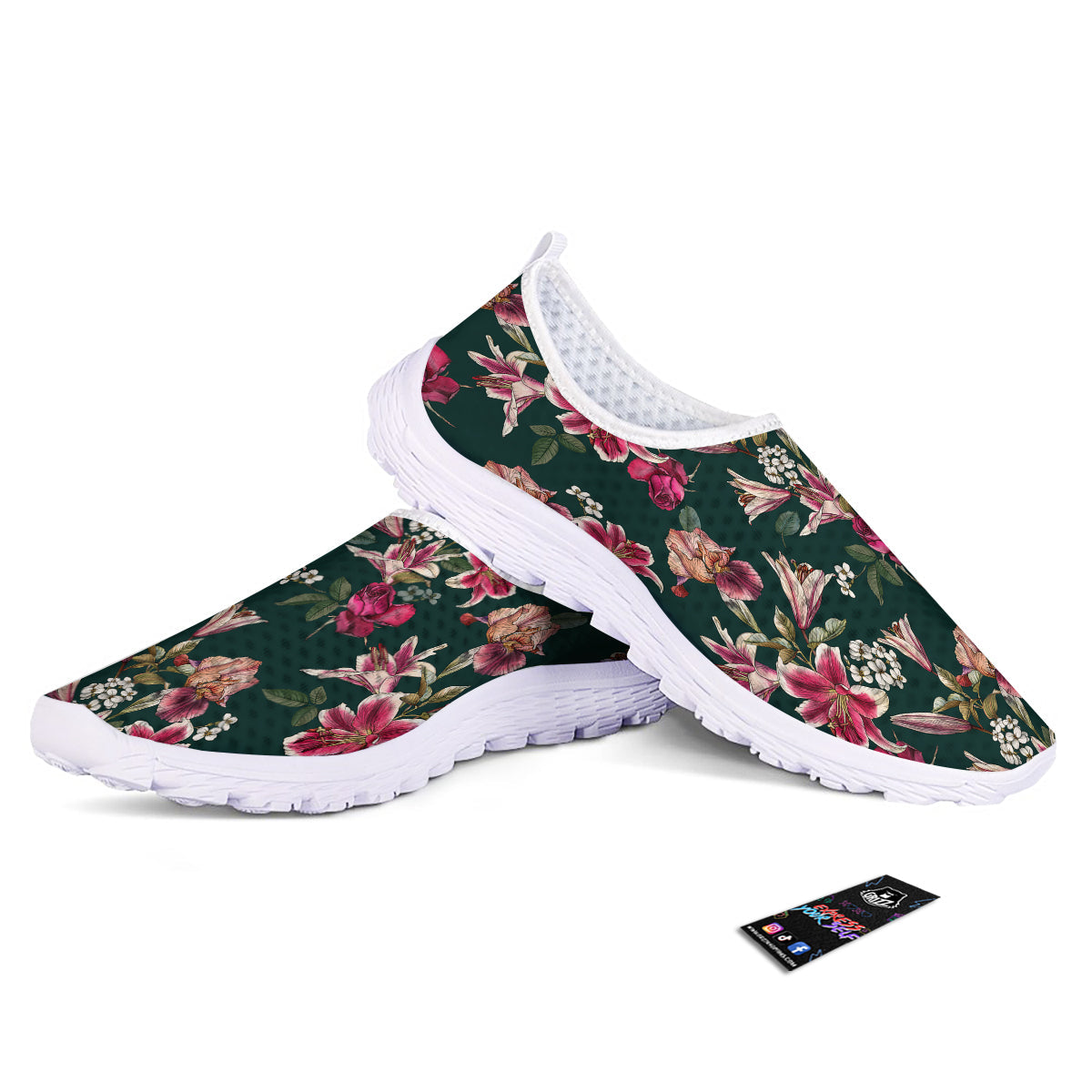Lily Tropical Watercolor Print Pattern Nurse Shoes-grizzshop