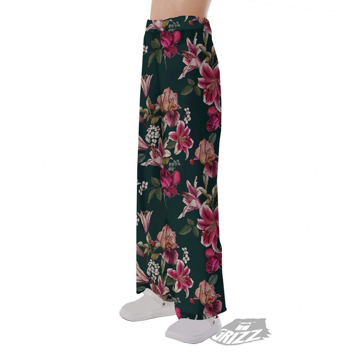 Lily Tropical Watercolor Print Pattern Pajama Pants-grizzshop