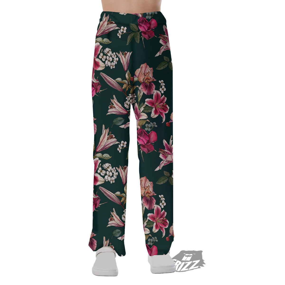 Lily Tropical Watercolor Print Pattern Pajama Pants-grizzshop