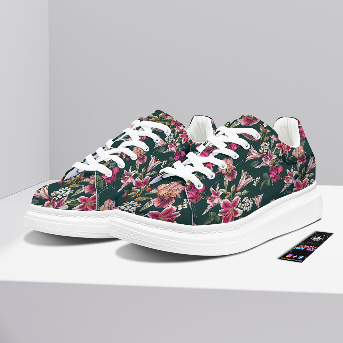 Lily Tropical Watercolor Print Pattern Platform Shoes-grizzshop