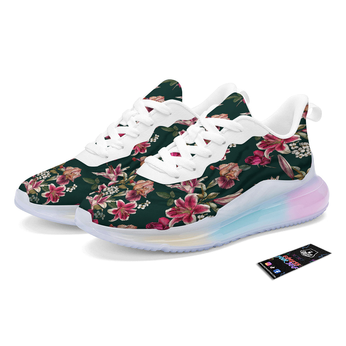 Lily Tropical Watercolor Print Pattern Running Sneakers-grizzshop