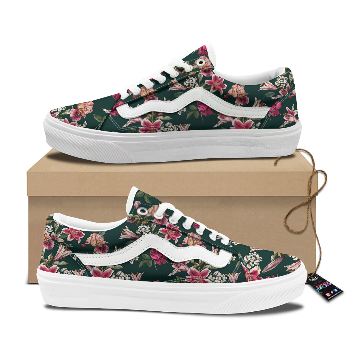 Lily Tropical Watercolor Print Pattern Skate Shoes-grizzshop
