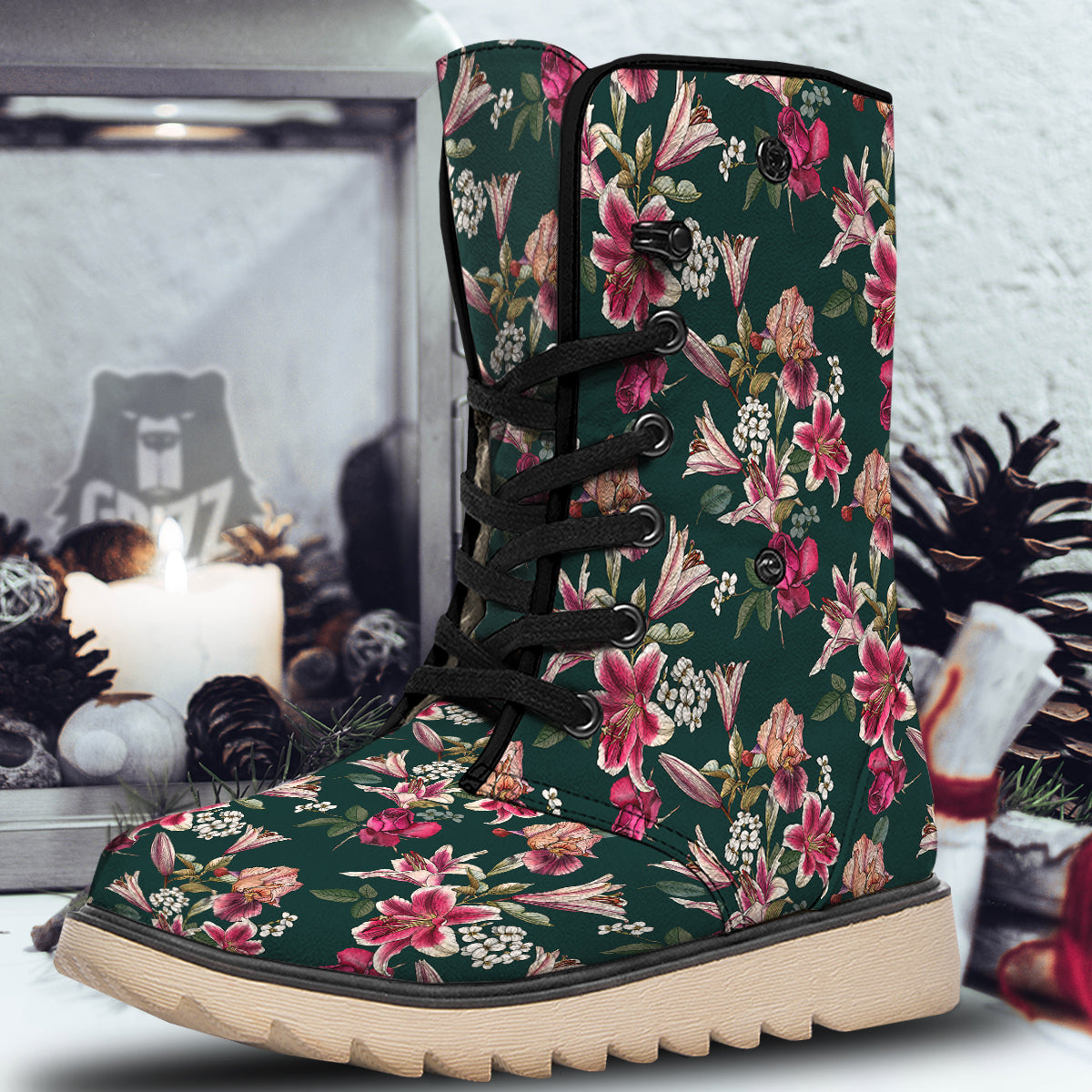 Lily Tropical Watercolor Print Pattern Snow Boots-grizzshop