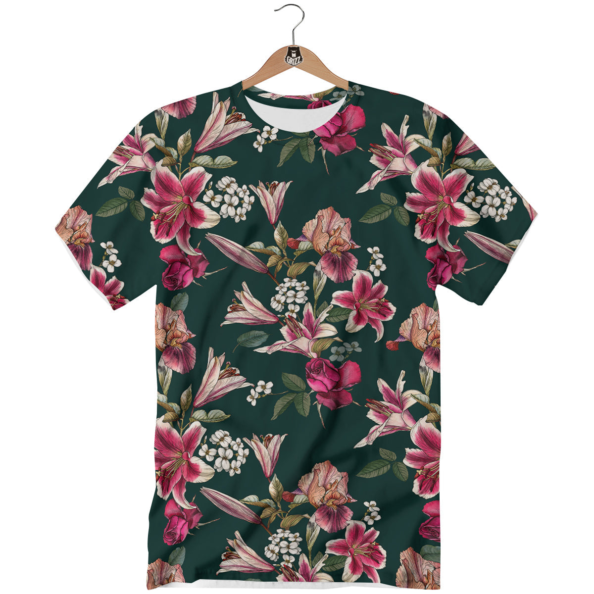 Lily Tropical Watercolor Print Pattern T-Shirt-grizzshop