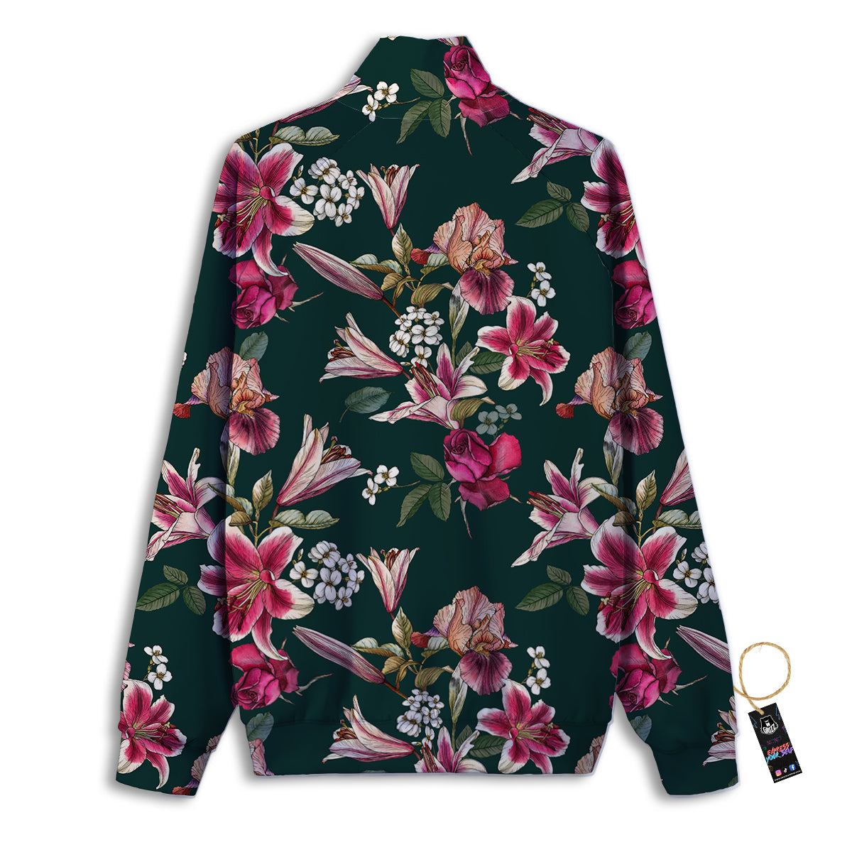 Lily Tropical Watercolor Print Pattern Track Jacket-grizzshop