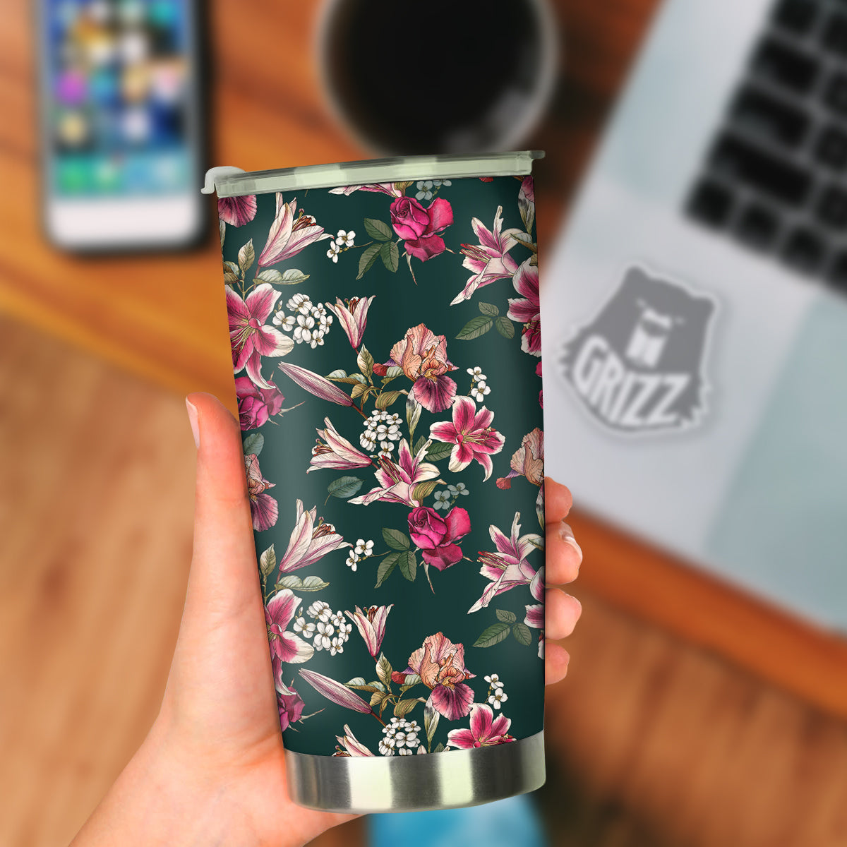 Lily Tropical Watercolor Print Pattern Tumbler-grizzshop