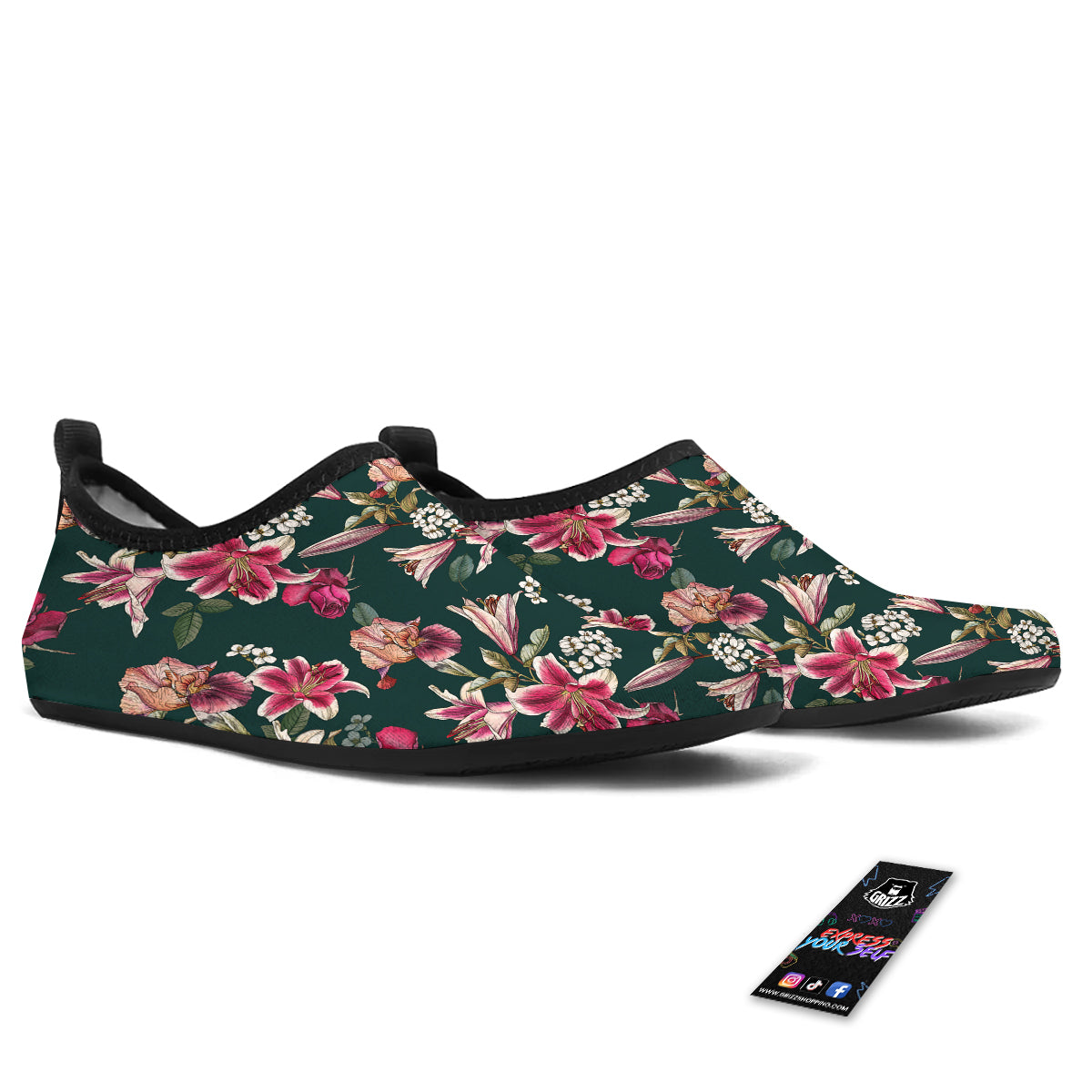 Lily Tropical Watercolor Print Pattern Water Shoes-grizzshop