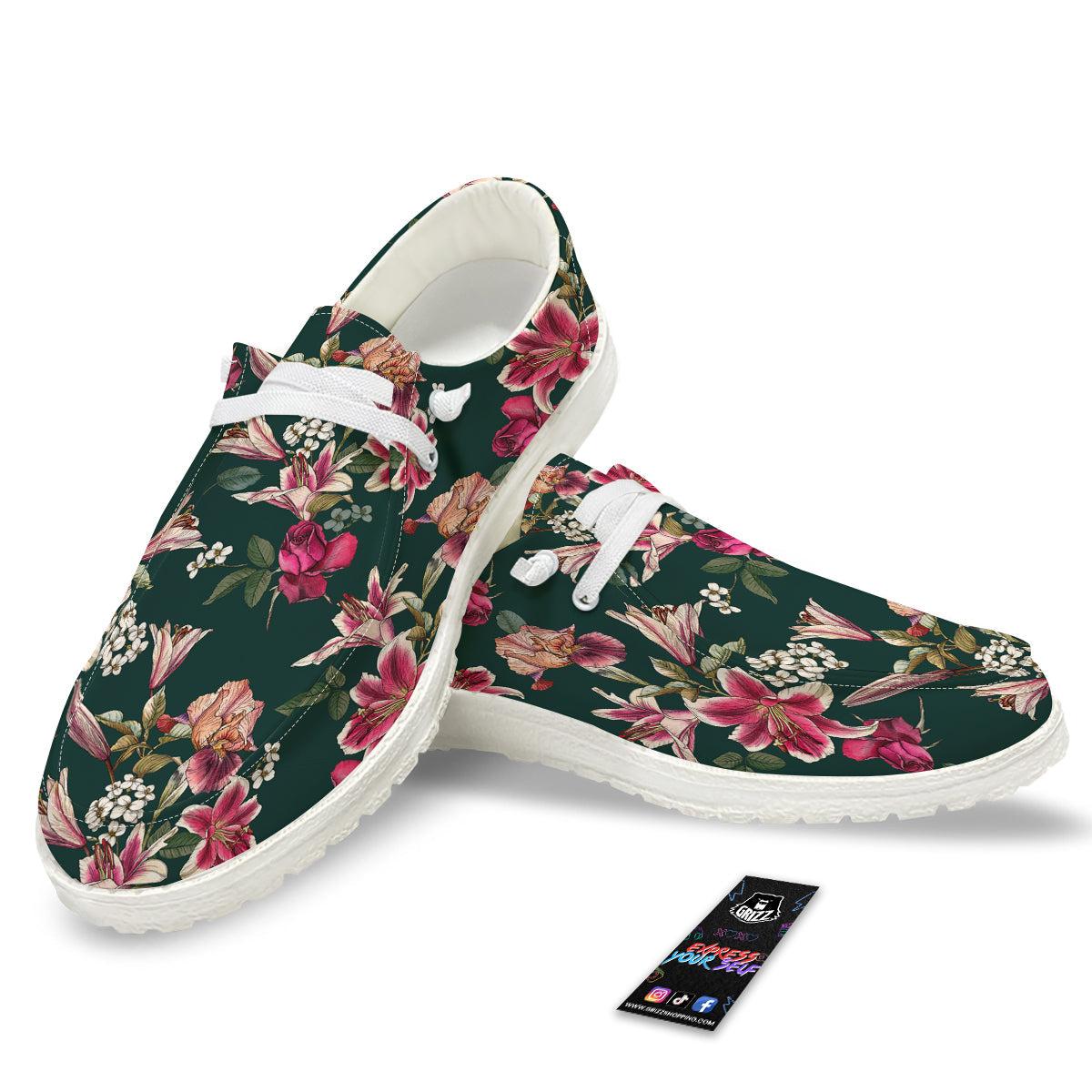 Lily Tropical Watercolor Print Pattern White Loafers-grizzshop