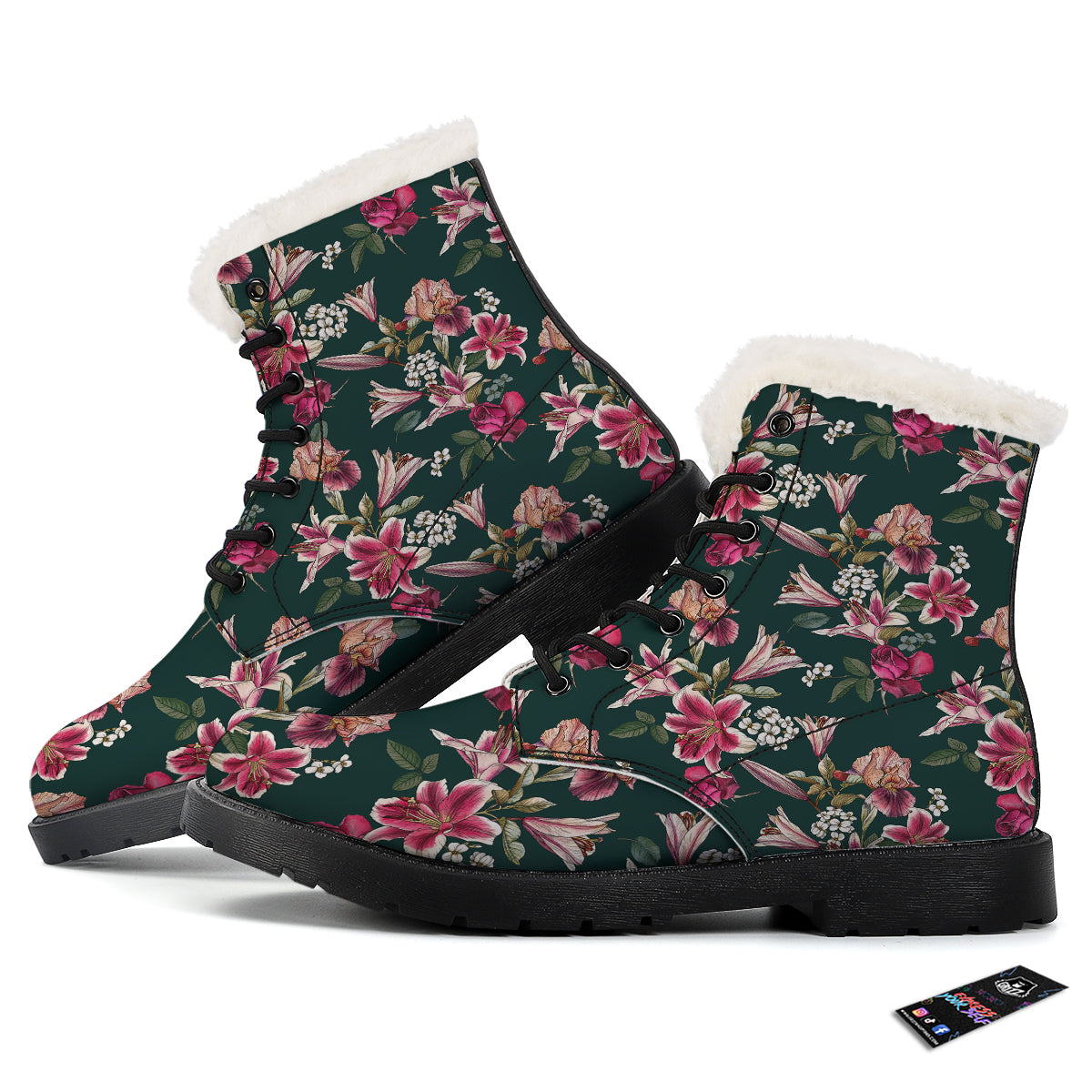 Lily Tropical Watercolor Print Pattern Winter Boots-grizzshop